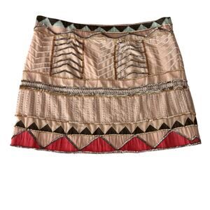 Sanctuary Sequin Mini Skirt Sz Large NEW NWT Geometric Southwestern Boho Tan
